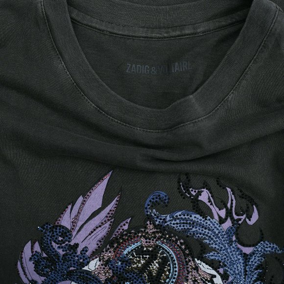 Zadig & Voltaire Weny Compo Skull Strass Tank Top Beaded Carbon S New - Picture 10 of 10